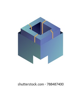 Abstract logo geometric box. Cube, square shape