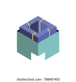 Abstract logo geometric box. Cube, square shape
