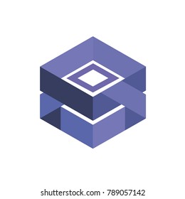 Abstract logo geometric box. Cube, square shape
