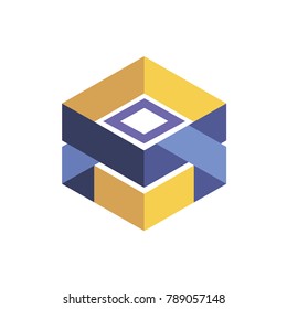 Abstract logo geometric box. Cube, square shape
