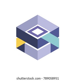 Abstract logo geometric box. Cube, square shape