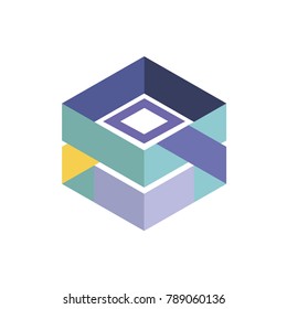Abstract logo geometric box. Cube, square shape
