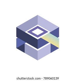 Abstract logo geometric box. Cube, square shape