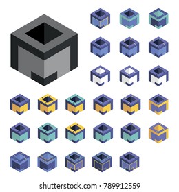 Abstract logo geometric box. Cube, square shape
