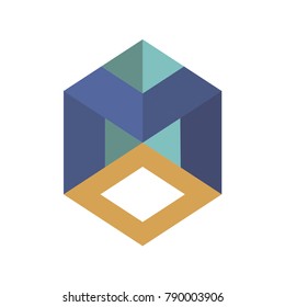 Abstract logo geometric box. Cube, square shape