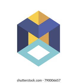 Abstract logo geometric box. Cube, square shape