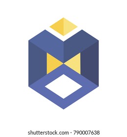 Abstract logo geometric box. Cube, square shape