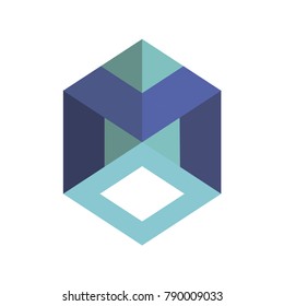 Abstract logo geometric box. Cube, square shape