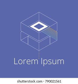 Abstract logo geometric box. Cube, square shape