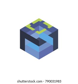 Abstract logo geometric box. Cube, square shape