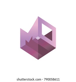 Abstract logo geometric box. Cube, square shape