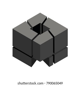 Abstract logo geometric box. Cube, square shape