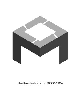 Abstract logo geometric box. Cube, square shape