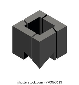 Abstract logo geometric box. Cube, square shape