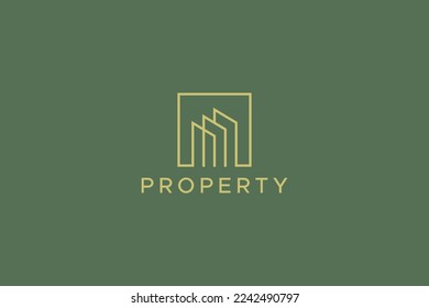 Resumen Logotipo Geométrico en la construcción de forma cuadrada Propiedad y empresa de la industria de la construcción