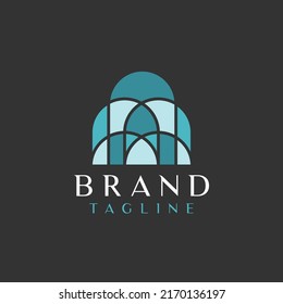 Logo abstracto con icono de ventana de vidrio o adorno de edificio