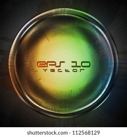 Abstract logo. Glossy rings on the dark grunge background. Eps 10 vector illustration