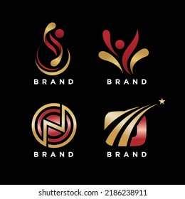 Abstract logo in gold color design concept collection