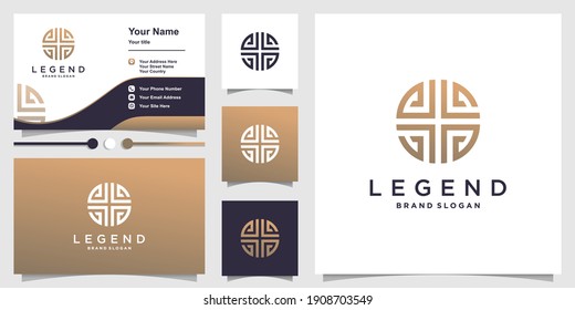 Abstract logo with golden creative line concept and business card design template Premium Vector