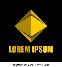 Abstract Logo golden desert hill, with arrow frames at the top and bottom. Vector logo of a desert hill with gold color.