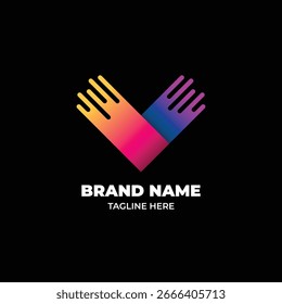 Abstract logo with gradient color, related to letter v, paint, art