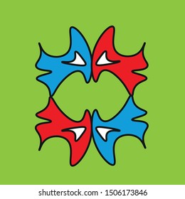 abstract logo with green, blue, red and white color