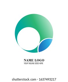 abstract logo with green  with half of blue colour concepts describe for a company