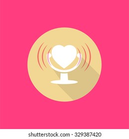 Abstract logo. Heart with microphone, company design symbol.