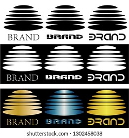 Abstract logo from the hemisphere divided into ellipses and the inscription