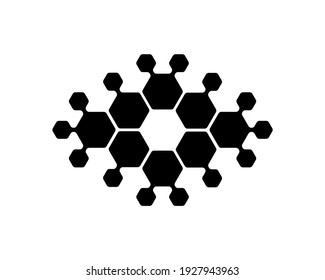 Abstract logo of hexagons suitable for a technology company. Vector logotype, design element or icon. Structure, chain of elements.