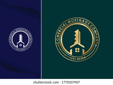ABSTRAKTER LOGO HOME UND SCHLÜSSELEINZELNER ZIRKEL