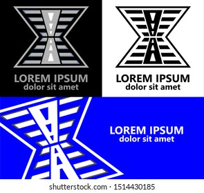 abstract logo with an hourglass concept. logos for architecture, buildings, businesses. 