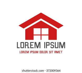 Abstract logo for the house, the roof, windows, repair, real estate. Vector design.