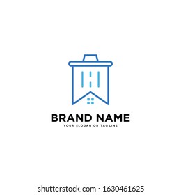 abstract logo of the house and trash can vector template
