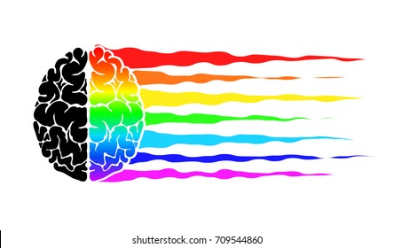 Abstract logo with the human brain as a flag of LGBT. Rainbow as a symbol of the community