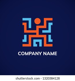 Abstract logo with human figure. Vector illustration