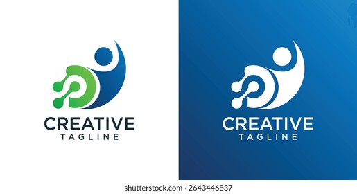 abstract logo human technology, Logo design inspiration ideas