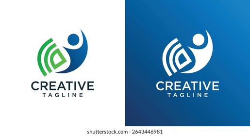 abstract logo human technology, Logo design inspiration ideas