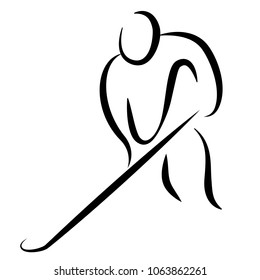 Abstract logo of an ice hockey player in action