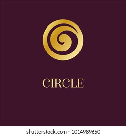 Abstract Logo Icon Design. Elegant Golden Circle Spiral Symbol. Template For Creating Unique Luxury Design, Logo, Artwork, Exhibitions, Auctions, Corporate Products, Yoga Studio, Boutique, Spa Center