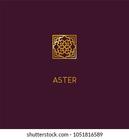 Abstract logo icon design. Elegant Golden Flower symbol. Template for creating unique luxury design, logo, boutique, spa, cosmetics, jewelry, hotel. Universal premium vector sign. 