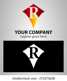 Abstract logo icon design template elements with letter R
