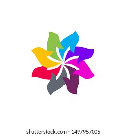 Abstract logo icon four people isolated on white background. Suitable for community and social care Logo template