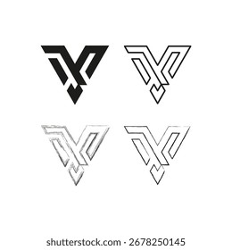 Abstract logo icon. Geometric shapes symbol. Black and white Vector. Corporate business identity. EPS 10.