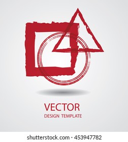 Abstract Logo Icon with geometric shapes in Grunge Style