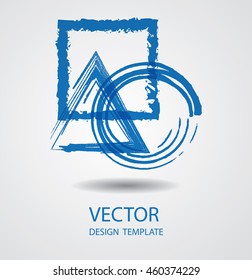 Abstract Logo Icon with geometric shapes in Grunge Style