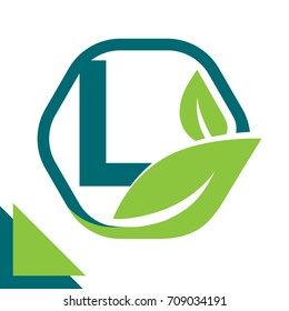 abstract logo icon leaf concept, environment, healthy, green technology with combination of letter L