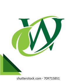 abstract logo icon leaf concept, environment, healthy, green technology with combination of letter W