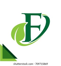 abstract logo icon leaf concept, environment, healthy, green technology with combination of letter F