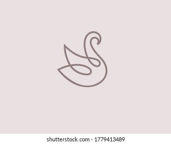 Abstract logo icon linear image of a swan